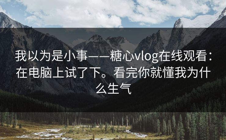 我以为是小事——糖心vlog在线观看：在电脑上试了下。看完你就懂我为什么生气