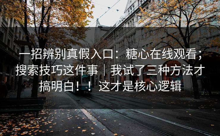 一招辨别真假入口：糖心在线观看；搜索技巧这件事｜我试了三种方法才搞明白！！这才是核心逻辑